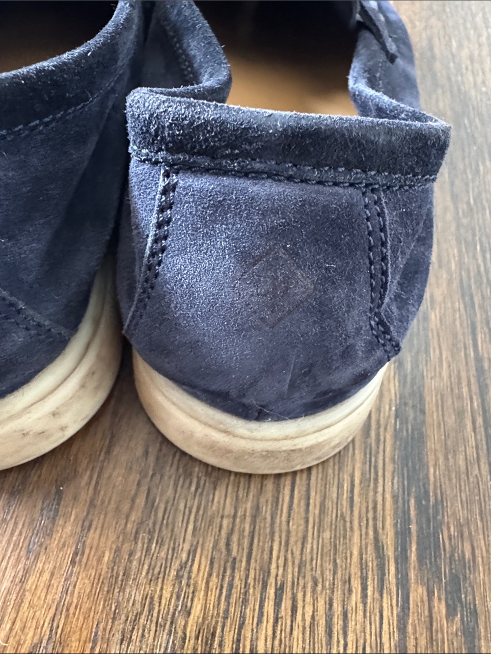 Loro Piana Summer Charms Walk Navy Suede Loafers Size 37 - Picture 7 of 10